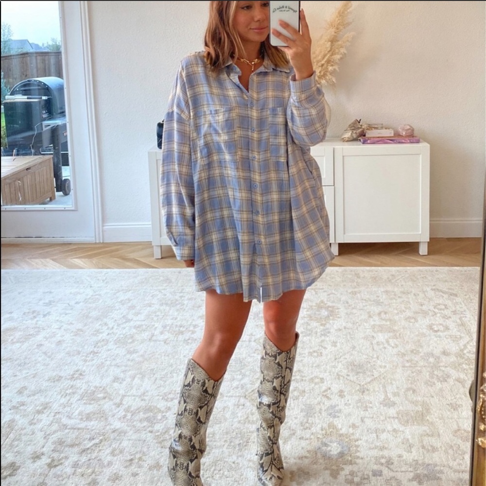 Checkered plaid boyfriend shirt